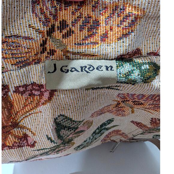 Vtg J Garden Butterfly Tapestry 14" Canvas Tote Bag Zipper Closure Reusable Bag - Picture 3 of 16
